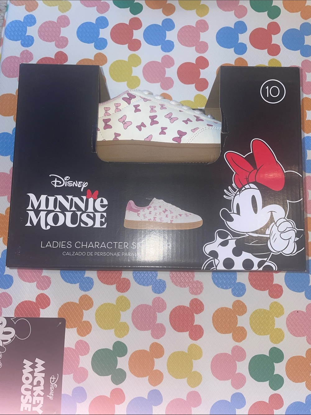 Disney Aldi Minnie Mouse Sneakers - White Upper with Pink Bow Print